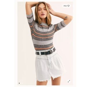 BNWT Free People Black Jeans Mini Skirt size XS